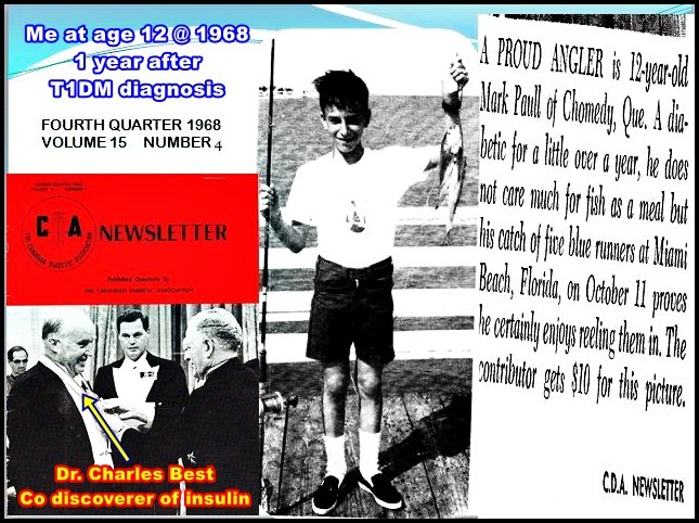 1968 Canadian Diabetes Association newsletter feature showing Mark Paull at age 12, one year after type 1 diabetes diagnosis